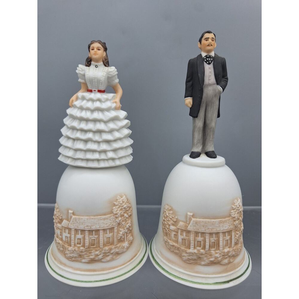 Vtg Pair Scarlett & Rhett~6” Porcelain Bells~Figurines Design~Debut 1988~Rare
